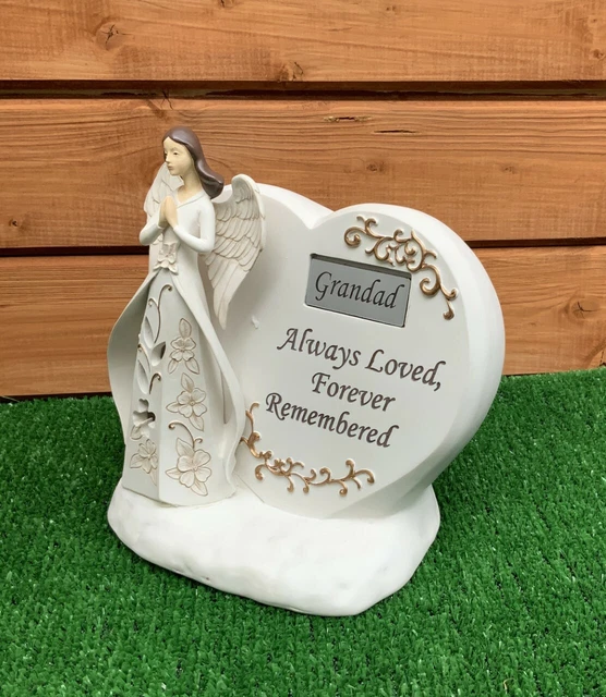 Praying Angel with Gold Flowers, & Verse LED Light GRANDAD memorial ornament