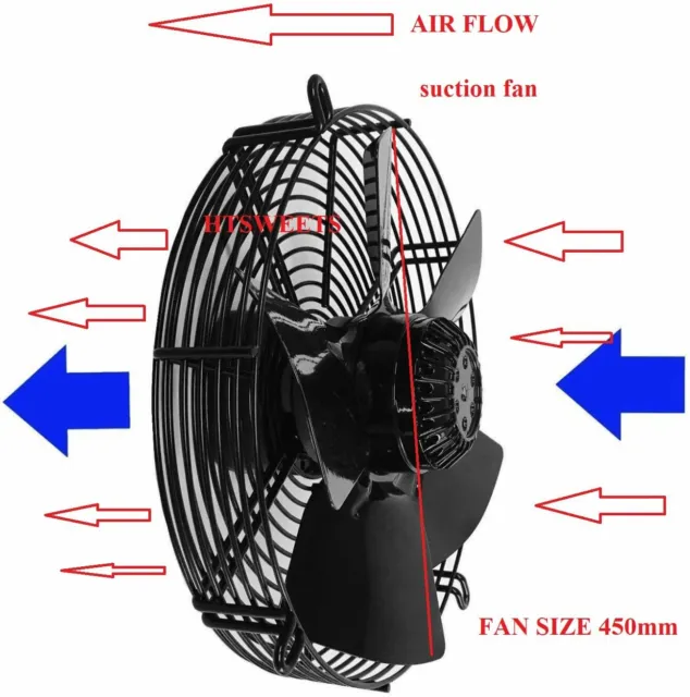 450mm Industrial Duct Axial Commercial Kitchen Canopy Extractor Fan YWF4E-450S