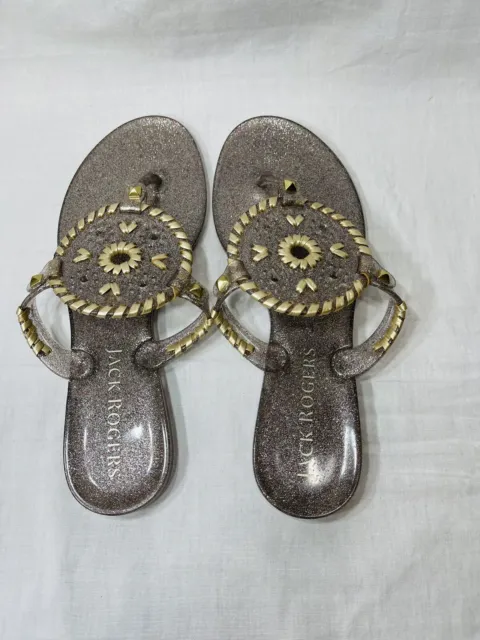 NEW Jack Rogers Sparkle Silver Georgica Jelly Sandals Size 7