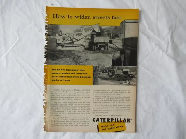 1957 CAT Caterpillar 977 traxcavator loader print AD  11x8"