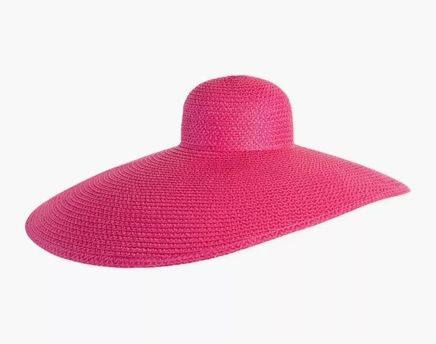 RARE Eric Javits Giant Floppy Fuchsia Bright Pink Straw Squishee Large Hat