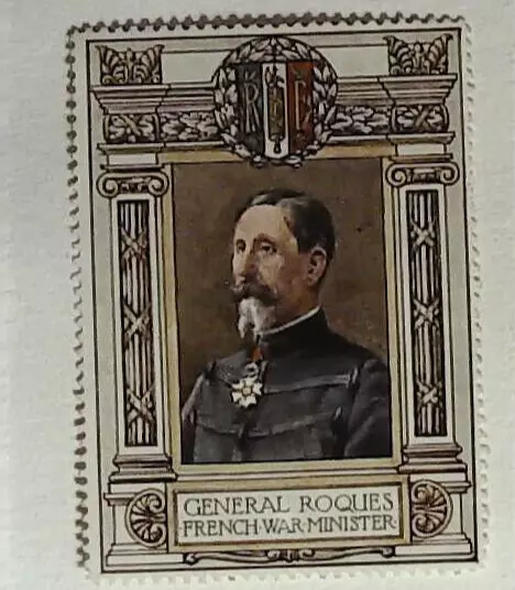 WW1 Lord Roberts Memorial Fund - Poster Stamps - General Roques Fr War Minister