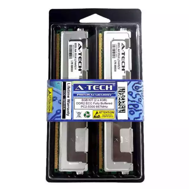 8GB KIT 2 x 4GB DIMM DDR2 ECC Fully Buffered PC2-5300 667MHz 667 MHz Ram Memory