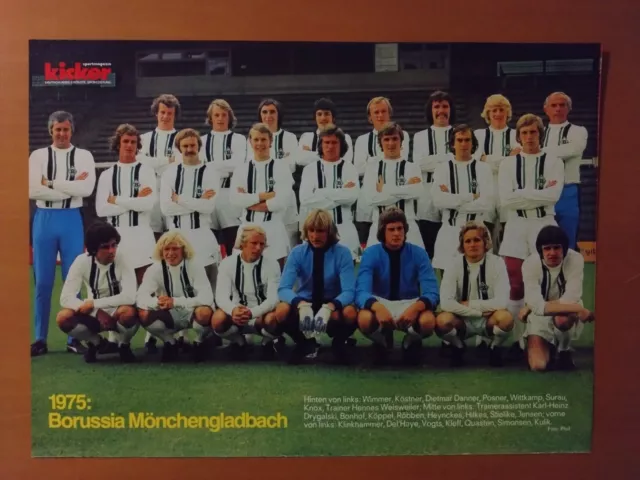 Borussia Mönchengladbach, Mannschaftsfoto,Dt. Meister 1975, BL,Kicker,ungeklebt⚽