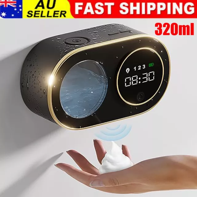 Automatic Foam Soap Dispenser with LED Clock Wall Mounted Touchless Hand Wash AU