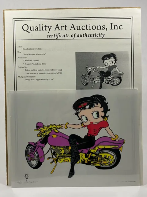 Fine Art Images Sericel 1999 Betty Boop On Motorcycle  Certificate Authenticity