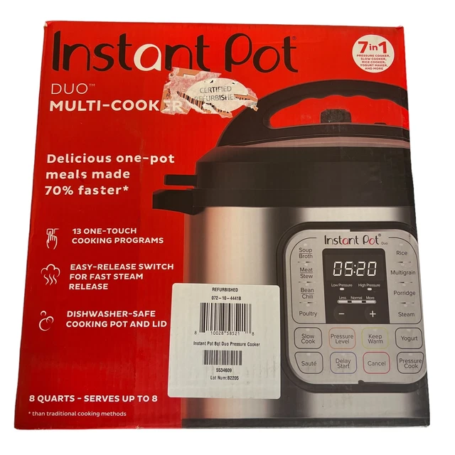 INSTANT POT DUO MultiCooker 7in1 Pressure Cooker 8QT Remanufactured
