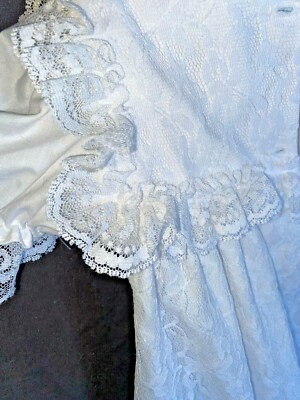 Vintage Alexis Dress Baby Girl  WHITE LACE DRESS WITH SLIP SZ 9M YTB3