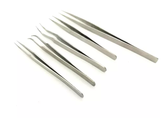 Tweezer Set of 5 Non Magnetic Stainless Steel Jewellers Watchmakers Repair