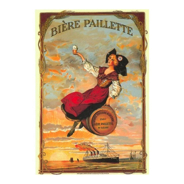 Plaque Métal Publicitaire Ancienne Bière - Dimensions 30 X 20 Cm, Décor Vintage