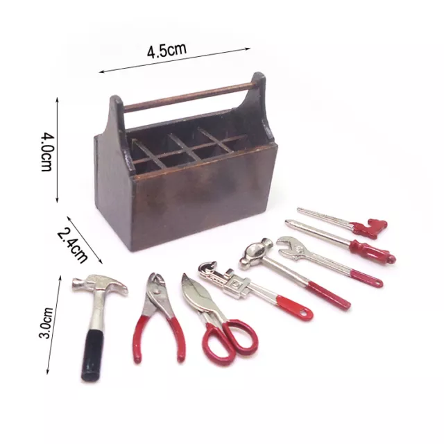 8PCS Miniature Hand Tools Toolkit Work-Box 1:12 Toy Dollhouse Home Accessories