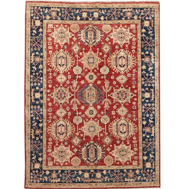9475 Afghan Hand-Knotted Heriz Serapi Carpet Home Decor Area Carpet 201 x 145 cm