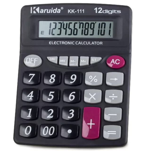 XL Taschenrechner große Tasten Zahlen Tischrechner Bürorechner KK-111 schwarz