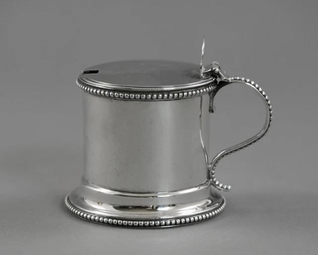 Henry Stratford Large Mustard Pot Sterling Silver Beaded Victorian