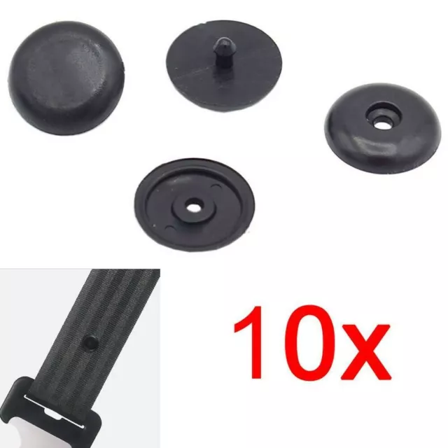 10 Pairs Universal Button Clip Seat Belt Button Buckle Stopper Plastic Kit Black 2