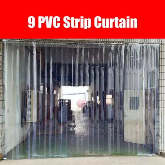 9PCS 6.8ft Strip Curtain Door PVC Refrigeration Cooler Freezer Curtain Strip USA