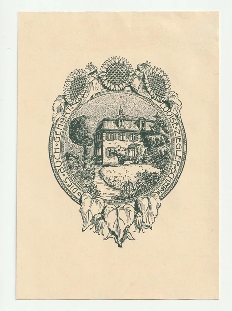 HEINRICH J. ZIEGLER: Exlibris für Louise Ziegler-Schäppi, Villa Sonnenblume 1909