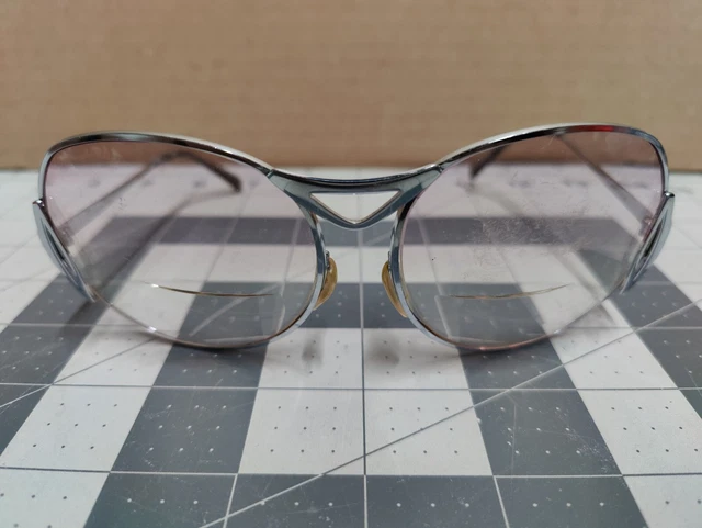 Christian Dior Vintage 1970's Oversized Eyeglasses Ladies Silver Frames Glasses