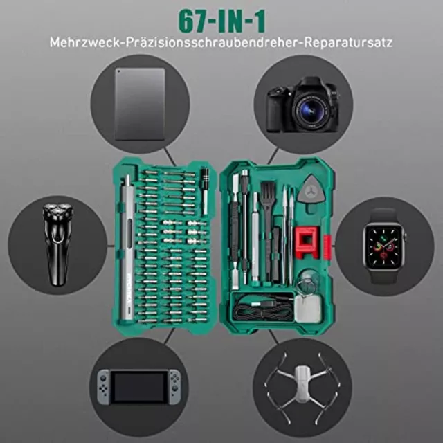 HYCHIKA 67 in 1 Feinmechaniker Werkzeug Set Schraubendreher Elektrische 3.7V 3