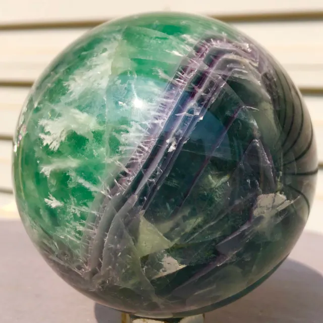 2.67LB Natural Fluorite sphere Quartz Magic Crystal Healing Ball Sphere Healing