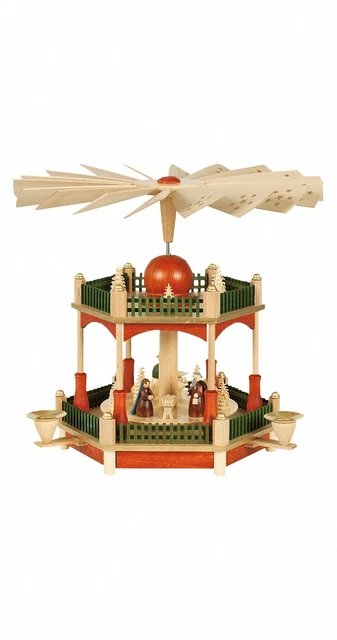 Pyramide de Noël scène de la Nativité, hauteur 28 cm, Erzgebirge.. RG 86021 neuf
