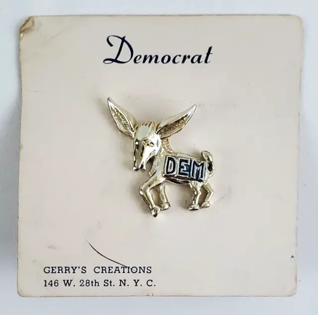 Democrat Dem Donkey Lapel Pin Gerry's Creations NYC Political Vintage Democratic