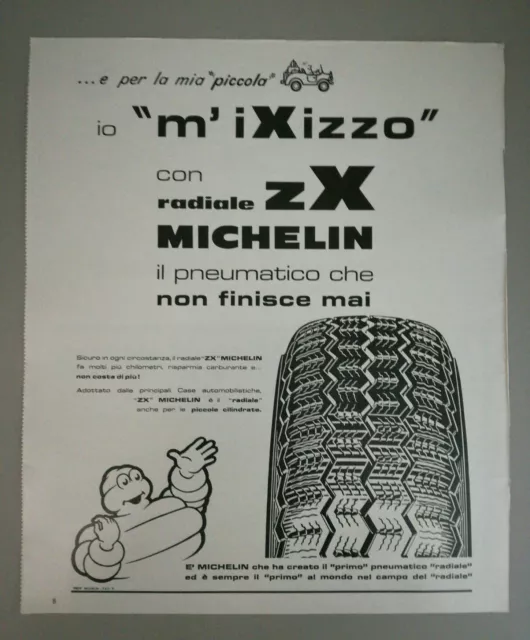 Pubblicità 1972 MICHELIN ZX PNEUMATICI AUTO CAR advertising werbung publicité