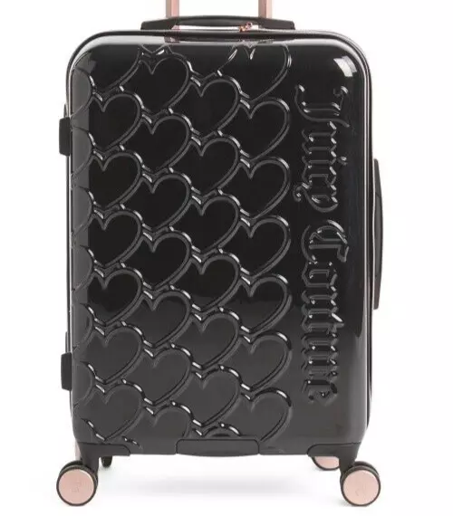 JUICY COUTURE 25IN Black Textured Heart Logo Print Hardcase Spinner  Suitcase NWT $125.00 - PicClick