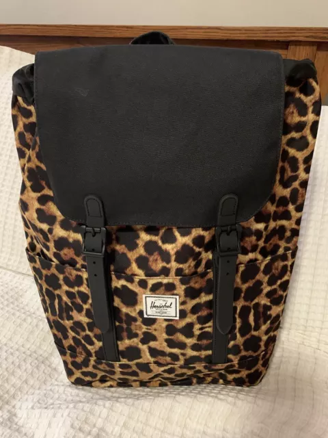 Herschel Supply Co. Leopard Black Retreat Small Woman's Backpack NWT