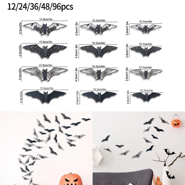 Halloween Bat Black 3D Sticker Carving Cutout Decoration Spooky Party Children