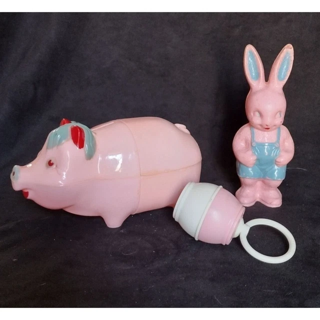 Piggy Bank Vintage Baby Toys Pink 50's Antique Vintage Plastic