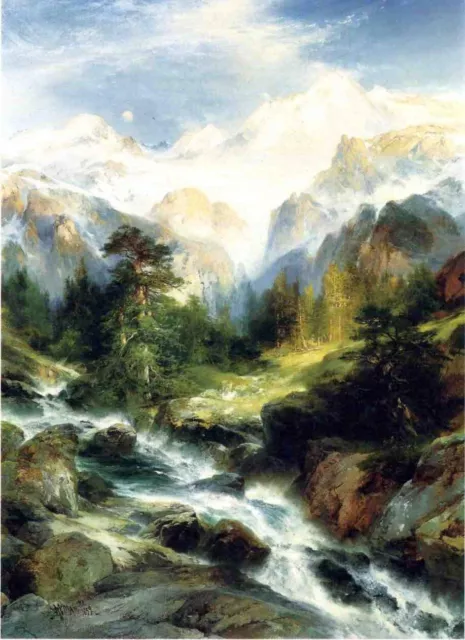 Dream-art Oil painting landscape In-the-Teton-Range-Thomas-Moran-oil-painting