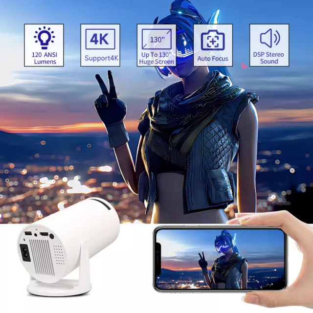 5G 4K Projector Smart HD LED WiFi Bluetooth HDMI USB Android Office Home Theater