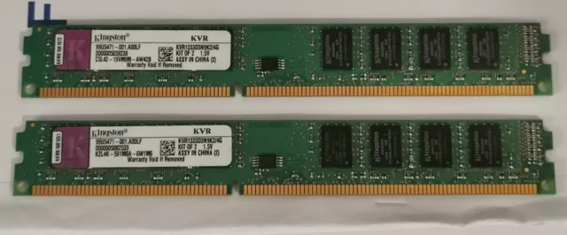 KIT RAM 4GB (2X 2GB) DDR3 PC3-10600U 1333MHz DESKTOP MEMORIA PC3-10600U KINGSTON