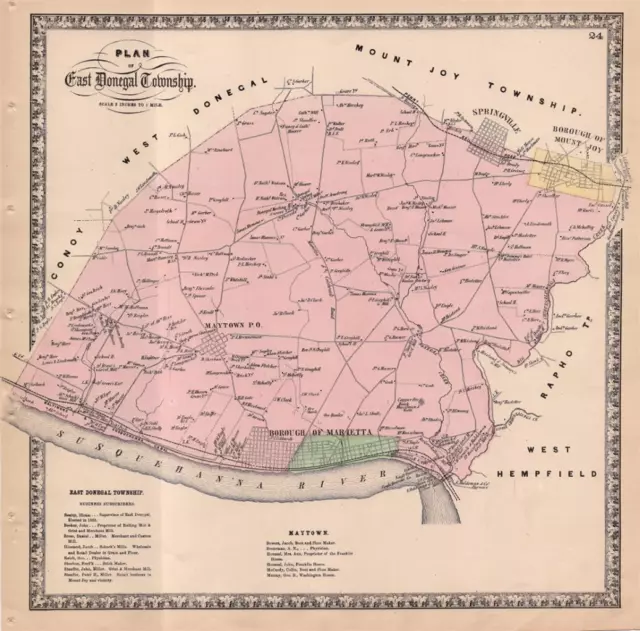 1864 Bridgens' Plat Atlas Of Lancaster County, Pa-Map Of East Donegal Twp.