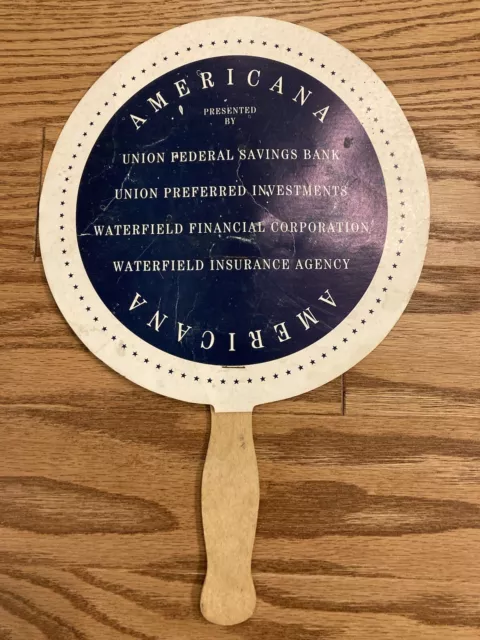 Vintage Paper Fan Americana Advertising Local Indiana Waterfield Insurance