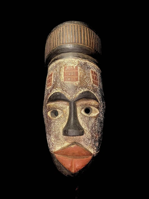 African mask antiques tribal art Face vintage Wood Carved Vintage Bwami -5592