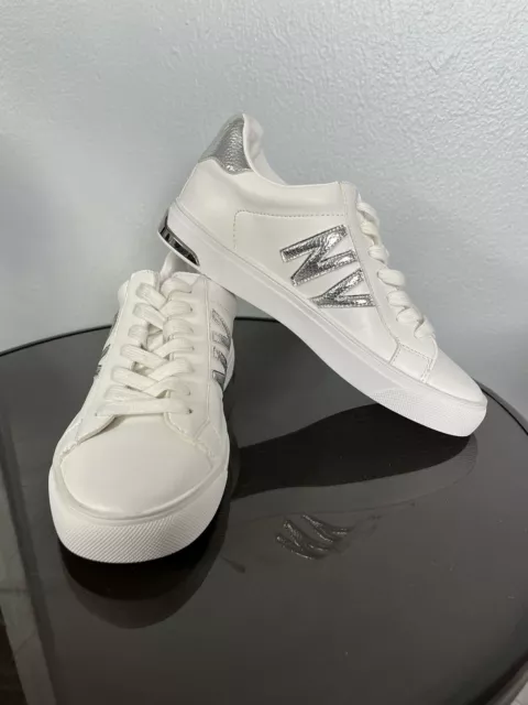 DKNY Women's White Chrome Type Logo Sneaker Size 6.5 M