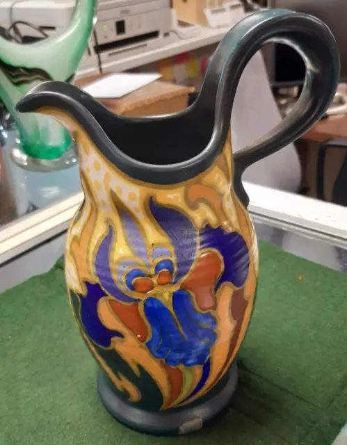 Vintage Dutch Gouda Pottery Floral Vase/ Jug