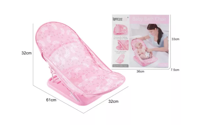 Baby Infant Bath Support Seat Foldable Chair 3 Positions Deluxe Baby Bathing UK