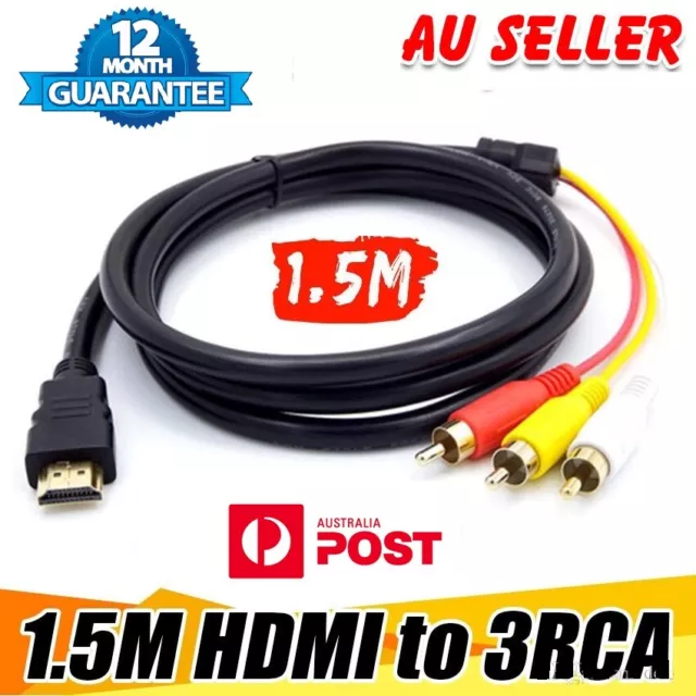 HDMI Male to 3 RCA Female av Cable Video Audio Component Converter Adapter 1080