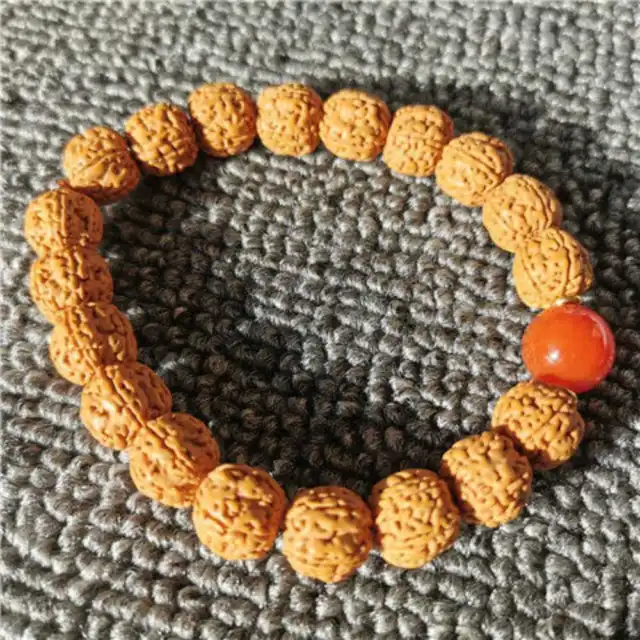 Rudraksha Mala 10mm Red agate Beads Bracelet 100% Seven Chakras Bohemia Chain