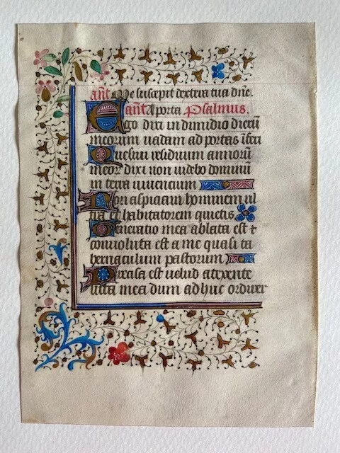 Original mittelalterliches Manuskriptblatt aus einem Stundenbuch ca. 1450