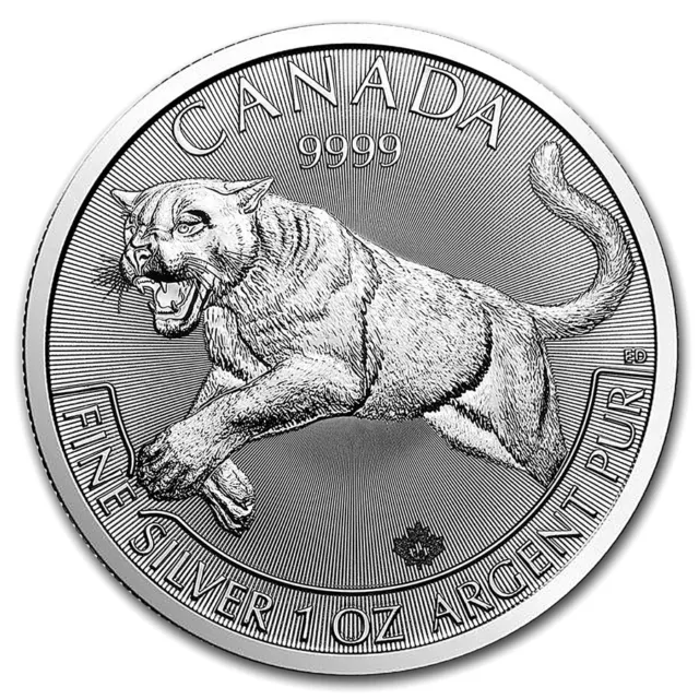 (1) 2016 Canada $5 Dollar 1oz .9999 Silver BU * COUGAR * Predator Series Coin