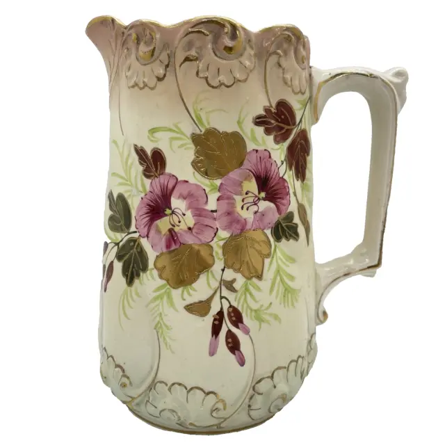 Hand Painted Peach Blush Floral Hand Painted Multicoloured Jug Pitcher
