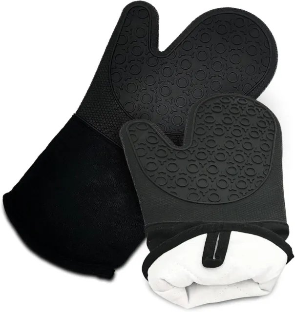 1 Pair Silicone Oven Gloves Heat Resistant Non-Slip Oven Mitts Pot Holders Open