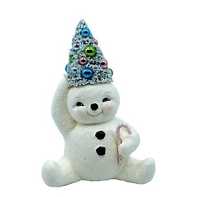 Bethany Lowe Designs: Christmas; Pastel Candy Cane Snowman w/Tree, Item# TL1356