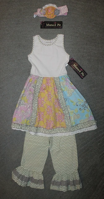 Mustard Pie Set (Scrappy Cordelia Dress, Kashmir Crops & Alice Wrap)-Size 6X-NWT