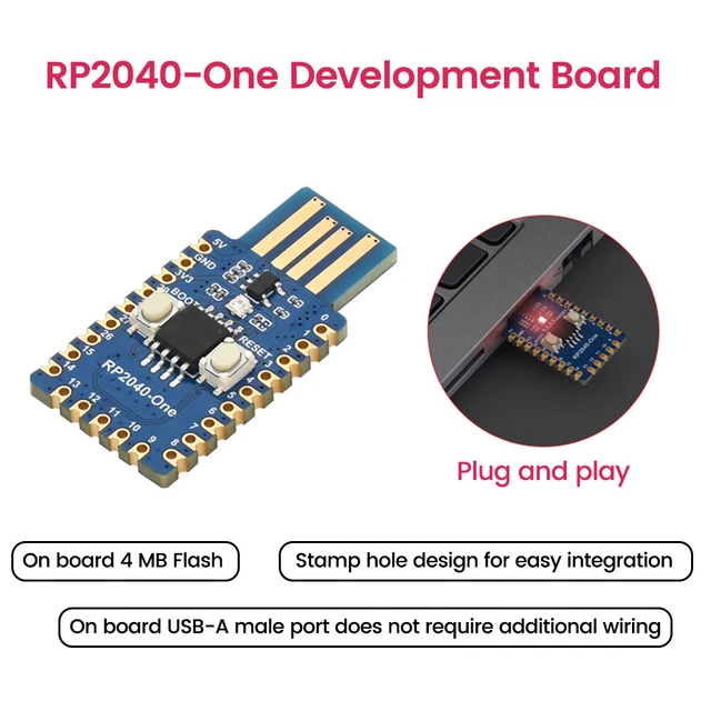 RP2040-One 4MB Flash MCU Board Based On Raspberry Pi RP2040 Type-A Python 4MB