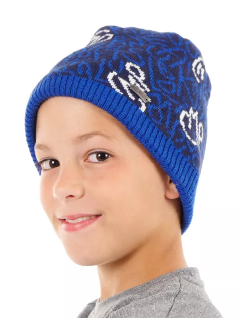 CMP Berretto Invernale di Maglia Beanie Blau Scritta Fodera IN Pile Caldo